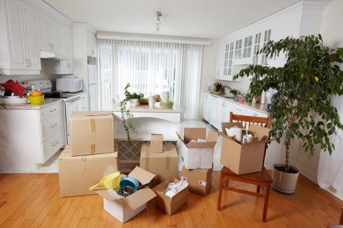 Loaded van arranged securely for safe transport of household items