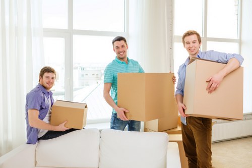 Packed household boxes ready for a Hampstead apartment relocation