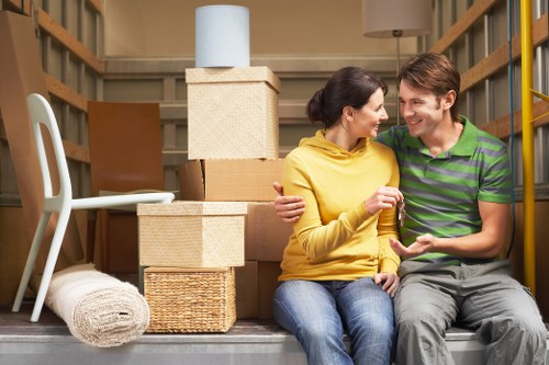 Careful loading of office furniture and equipment for a Hampstead business move
